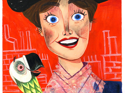 Mary Poppins art character design color gouache illustration mary poppins painting