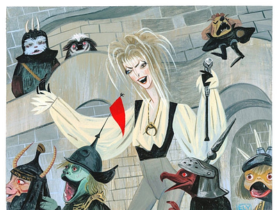 Labyrinth animation art art bowie character design color goblins gouache henson illustration jareth labyrinth painting