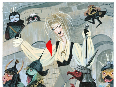 Labyrinth animation art art bowie character design color goblins gouache henson illustration jareth labyrinth painting