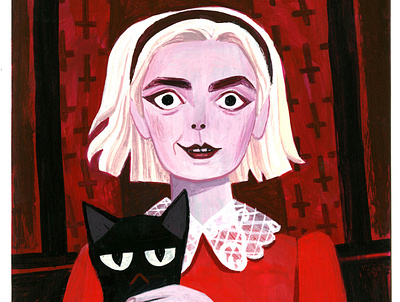 Sabrina art character design color girl gouache illustration painting