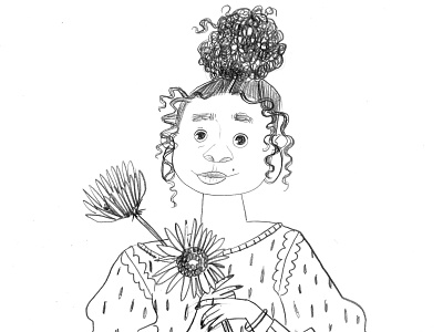 sunflower girl art character design doodle girl sketch