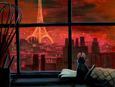 Ratatouille, Paris animation art art color environment design gouache illustration painting