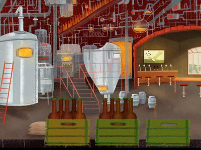 Travel Portland: Brewery animation background background art beer beer art brewery design environment illustration portland soccer