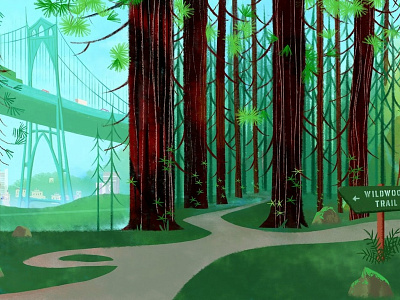 Travel Portland Forest Park animation animation art art color design environment design illustration painting portland production design