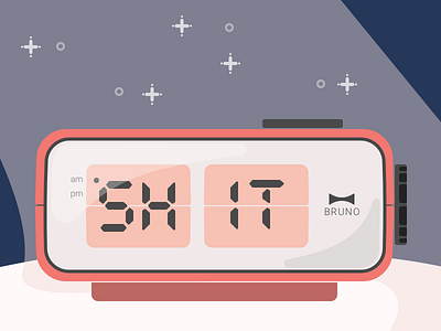 Pst, It's Midnight. alarm clock illustration midnight