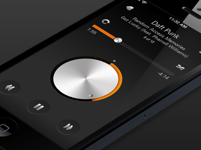 iPhone music remote dials ios music app ui