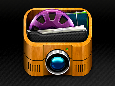 IOS icon folders glass icon ios lens paper photoshop projector reel reflections texture wood