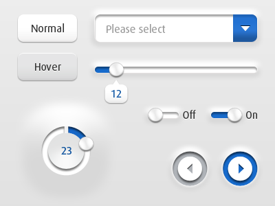 Clean UI buttons clean controls elements sliders ui white
