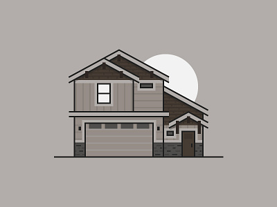 Home sweet home house illustration line art night suburbs