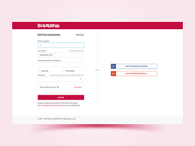 Bukalapak Registration Page