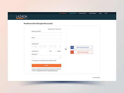 Lazada Registration Page lazada registration registrationpage ui uiux ux weeklychallenge