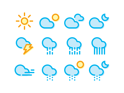 Weather Icons cloud cloudy icon lighting outline rain snow snowy sun waethericon weather
