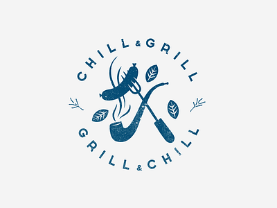 Chill & Grill bbq chill fork grill leaves logo logotype mark pipe sausage smoke vilnius