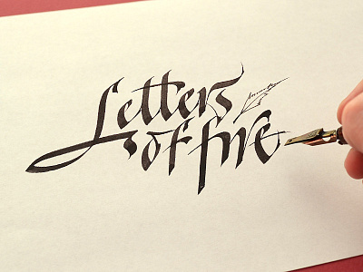 Letters of fire calligraphy italic kinessisk letters title typography