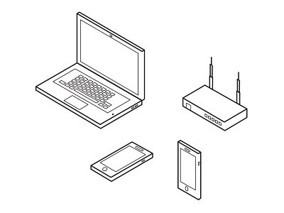 Siklu black and white cellular computer icons isometric lap top modem phone router