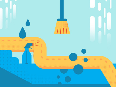Cleaning Day brush bubbles clean illustration spray spring swap water