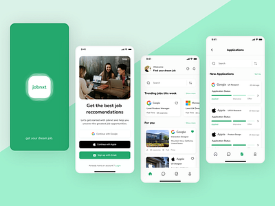 Jobnxt - Get your dream job. app application design figma interview job job application job search messege search ui ux