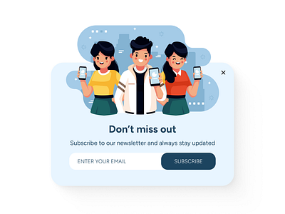 Daily UI Design Challenge | Popup/Overlay | Day 016 16 app branding daily daily ui daily ui 16 daily ui challenge design figma illustration newsletter overlay overlay pop up subscribe ui uiux ux