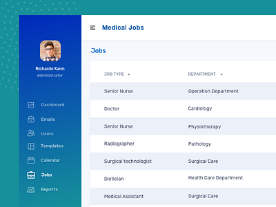 Medical jobs dashboard blue clean dashboard green health jobs jobsite medical medical app medicine ui