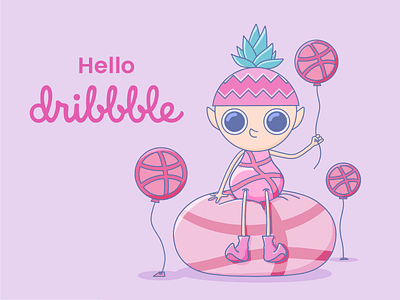 Hello Dribbble 🏀 character character design dribbble graphic design hello hello dribbble illustration illustrations retro color