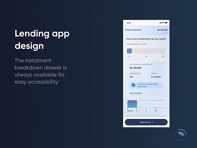 Instalment breakdown drawer app branding design fintech motion graphics ui ux