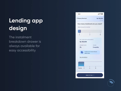 Instalment breakdown drawer app branding design fintech motion graphics ui ux