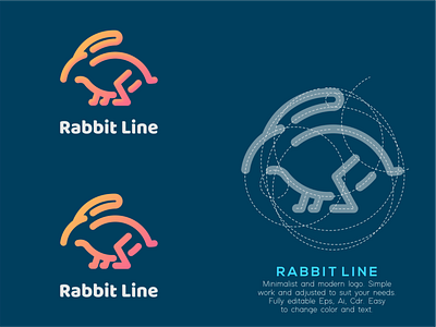 Rabbit Line animal animation branding design graphic design icon illustration logo typography vector
