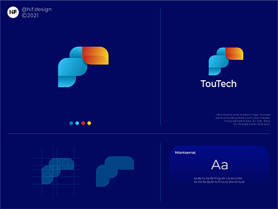 TouTech logo animation app bird branding design graphic design icon illustration logo minimalist modern simple technology toucan typography ux vector