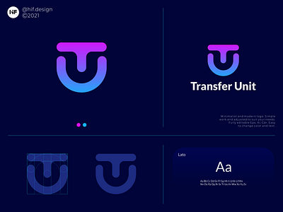 Transfer Unit logo app brand branding color design graphic design grid icon illustration logo logo process logos logosai modern simple typography vector