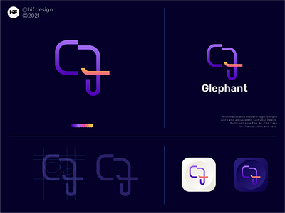 Glephant logo color elephant icon modern simple