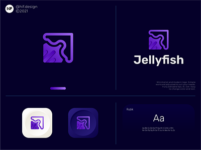 Jellyfish logo apparel icon jellyfish modern simple technology