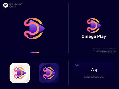 Omega Play logo apparel graphic design modern omega play technology