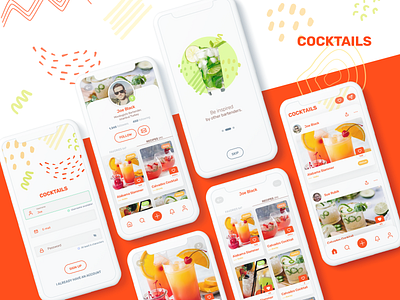 cocktails application cocktail mobile mobile app orange ui ui ux user experience user interface user interface design userinterface ux