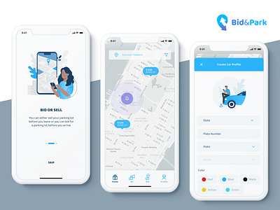 Bid & Park App app branding design logo ui user experience user interface userinterface