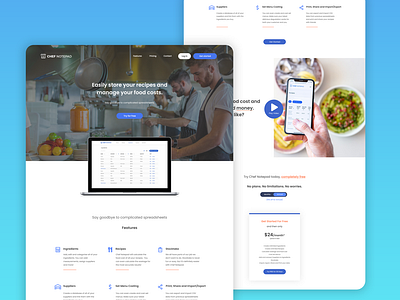 Chef Notepad Website branding business chef design header ingredient logo recipe saas ui ux web design website