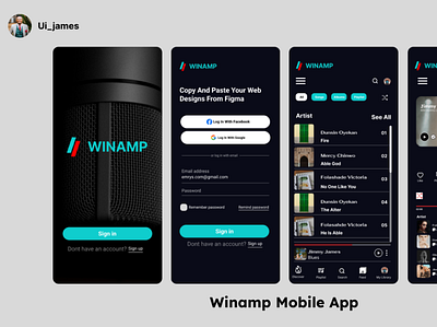 winamp mobile design graphic design ui ux