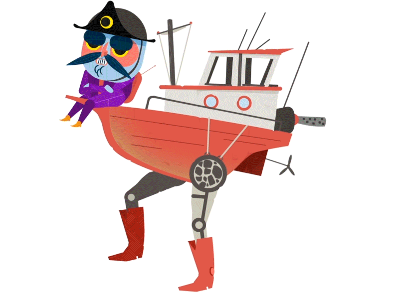 tecnoboat boat lucas lucianshow pirate piratilla robot walk walk cycle wildcrocodrile