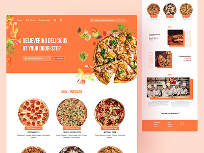 Pizza Delivery Landing Page Design cooking delivery design ecommerce homepage landing page orange pizza shopping ui vegetables web webdesign