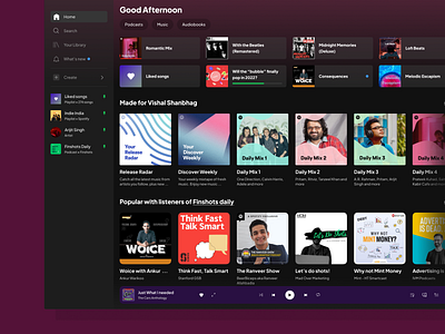 Spotify Web Redesign - Home