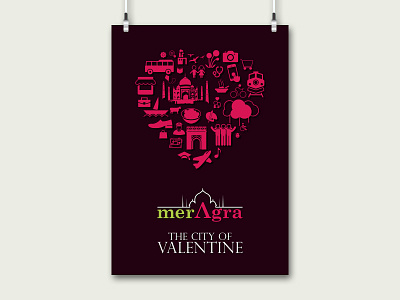 merAgra agra city graphic graphic design green icon india logo love ping poster valentine