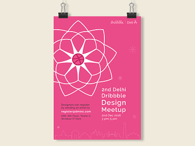 Poster 2nd Dribbble Design Meetup delhi design india meetup pink poster