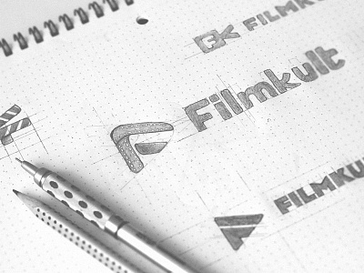Sketches / Filmkult Logo button camera clapboard film initial movie play portal sketches slovakia strip