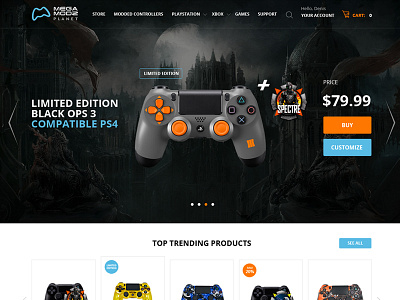 Mega Modz controllers design shop site web