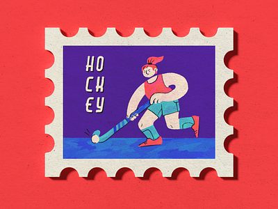 Hockey Olympic Stamp charcter contemporary design graphic illustration hockey illustration olympics postage stamp sports