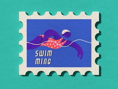 Swimming Olympic Stamp 3d illustration blender characters design graphic illustration illustration olympics sports swimmming