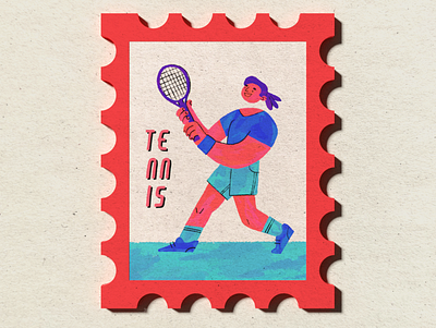 Tennis Olympic Stamps 3d illustration art blender character design graphic illustration illustration olympics sports tennis