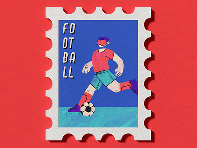 Visually Impaired Football Paralympic Stamp 3d illustration design football graphic illustration ill illustration paralympics sports visually impaired
