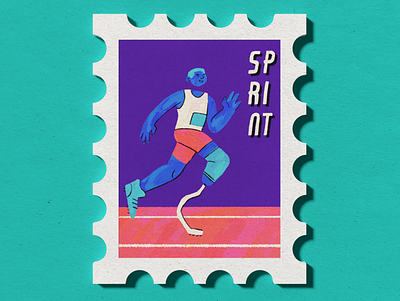 Athletics Paralympic Stamp 3d illustration athletics design disability graphic illustration illustration paralympics sports sprinting
