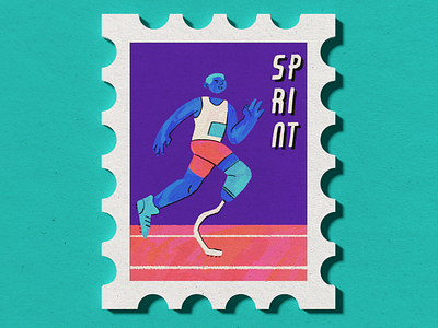 Athletics Paralympic Stamp 3d illustration athletics design disability graphic illustration illustration paralympics sports sprinting