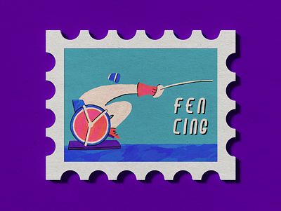 Wheelchair Fencing Paralympic Stamp 3d illustration design disability fencing graphic illustration illustration paralympics sports